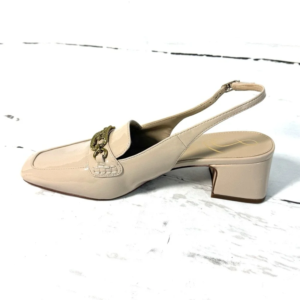 Sam Edelman Teana Shoes Women's 8.5M Beige Slingback Pumps Patent Leather
